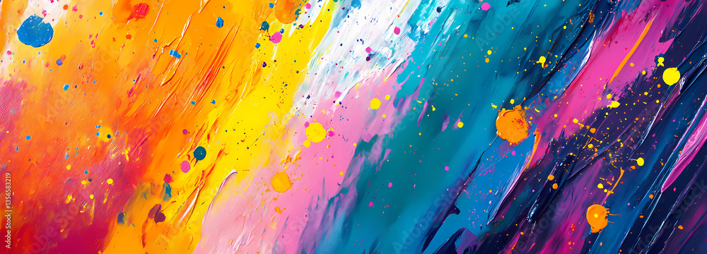 Poster artistic burst of colors: an abstract composition explodes with vibrant colors, blending hues and te