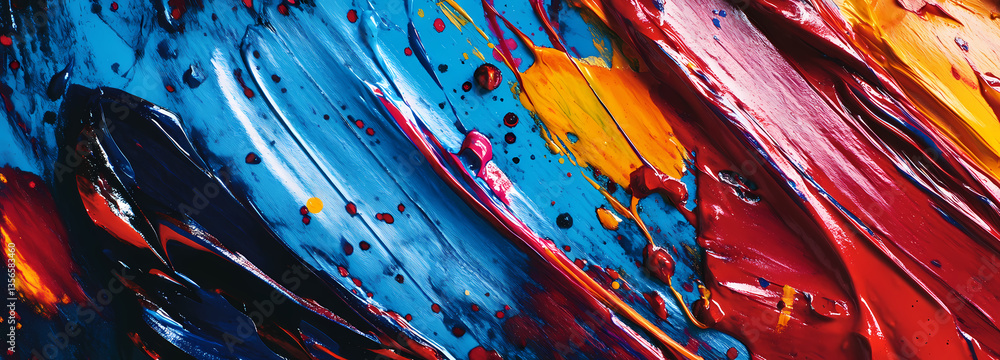 Aufkleber colorful paint strokes: captivating abstract painting of vibrant color, capturing the texture of pai
