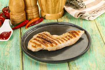 Grilled Turkey fillet breast served sauce