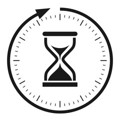Timer web icon, hourglass with arrow