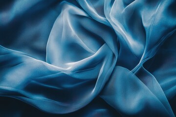Obraz premium Draped blue fabric, elegant texture, soft folds, luxurious sheen, rich color.