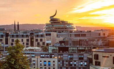 Edinburgh city skyline at sunset, Scotland