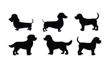 dog silhouettes, Dog Breeds Silhouette Set