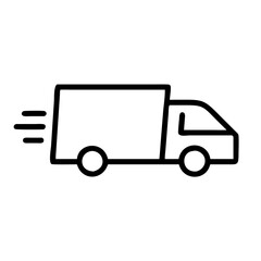 Delivery truck icon in motion on a white background  