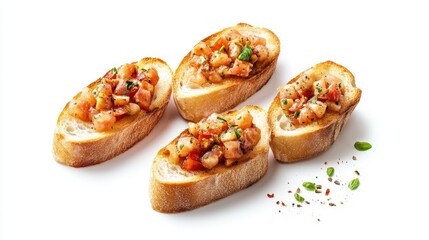 Fresh Bruschetta with Tomato and Herbs on Toasted Bread Slices for Culinary Presentation