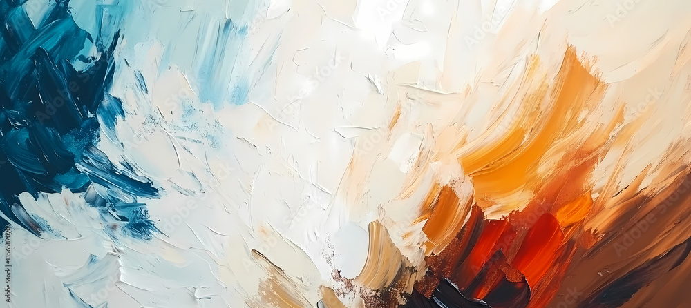Poster abstract brushstrokes: a close-up view of an expressive painting that features dynamic brushstrokes 