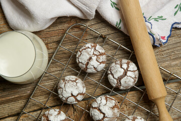 Rustic Cool Whip Chocolate Cookies with Powdered Sugar	