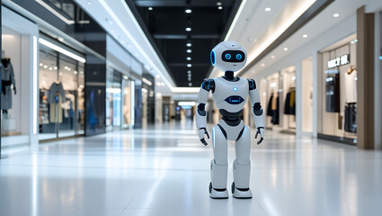 "Futuristic Robots Interacting with Intelligent Visual Dashboards"

