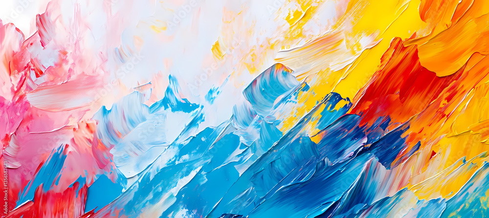 Poster colorful brushstrokes: a dynamic composition of vivid brushstrokes with a broad spectrum of colors, 