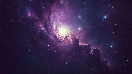 Naklejka premium Purple spiral nebula in space.