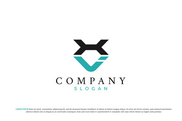 letter xi or hi abstract business modern minimalist logo