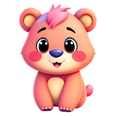 Obraz premium Adorable 3D cartoon bear cub sitting.