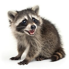 Obraz premium Raccoon with white background