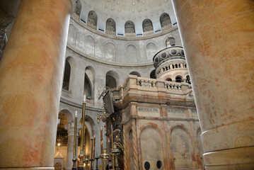 View of church of the Holy Sepulchre, interior of the cathedral 