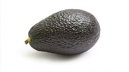 Whole ripe avocado isolated on white background for healthy food design or vegan diet concept