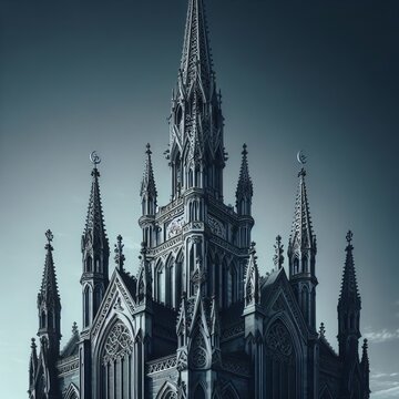 Gothic Church with Minaret like Spire A traditional Gothic churc
