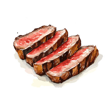 Watercolor Sliced New York Strip Steak Artwork