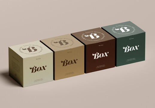 Square Boxes In Line Mockup