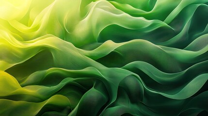 Fototapeta premium A vibrant composition of flowing green shapes conveys movement and energy.