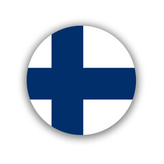 Obraz premium Finland national flag in circle shape isolated on white. Illustration