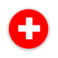 Zwitzerland national flag in circle shape isolated on white. Illustration