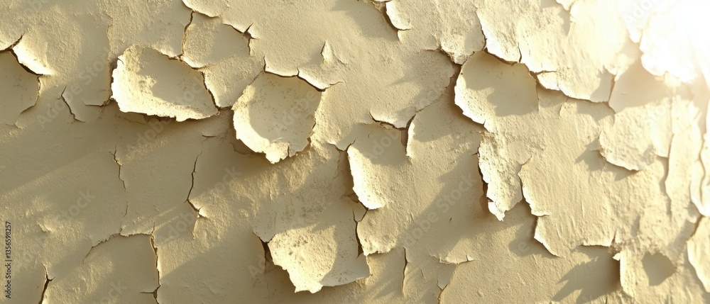 Poster abstract texture of peeling paint on a sunlit wall creating a weathered vintage effect with a warm a