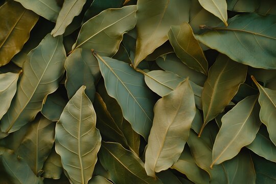 Dried Bay Leaves Close Up Texture Background