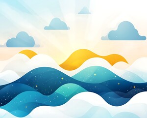 Sunrise over ocean waves.