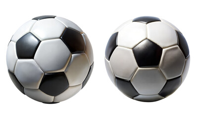 Obraz premium Soccer ball isolated, Sports ball collection, Collection set of black and white soccer balls isolated