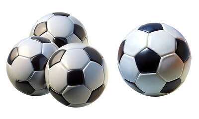 Obraz premium Soccer ball isolated, Sports ball collection, Collection set of black and white soccer balls isolated