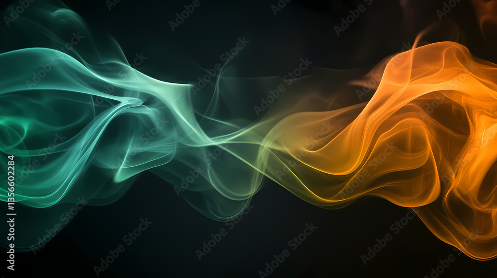 Poster color smoke swirls: a captivating image featuring abstract color smoke swirls in shades of teal and 