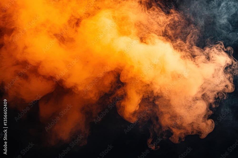 Poster abstract orange smoke on dark background creating a dramatic and mysterious atmosphere with a dynami