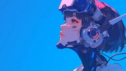 Cybernetic Girl in Profile