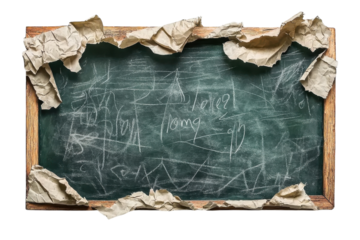 A Weathered Chalkboard, Its Surface Etched With The Ghost Of Forgotten Lessons And Playful Scribbles, Framed By Crumbling Paper, Whispering Tales Of A Bygone Era In A Stark, Dramatic Presentation Isol