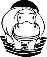 vector illustration of cartoon rhino