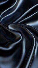 Fototapeta premium Abstract design featuring lustrous dark fabric with flowing waves showcasing smooth texture and subtle sheen
