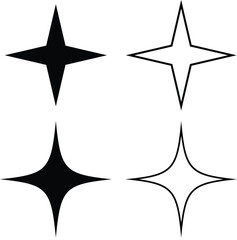 Obraz premium Set of Black Star Silhouette Vector Icons