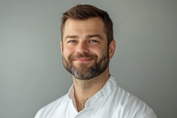 Fototapeta premium Portrait of a smiling man with a short beard and hair