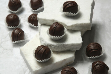 Classic chocolate truffles coated in dark chocolate	