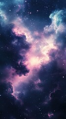 Fototapeta premium Dreamy celestial cosmic galaxy artwork with vibrant pink hues and stunning nebula clouds formation
