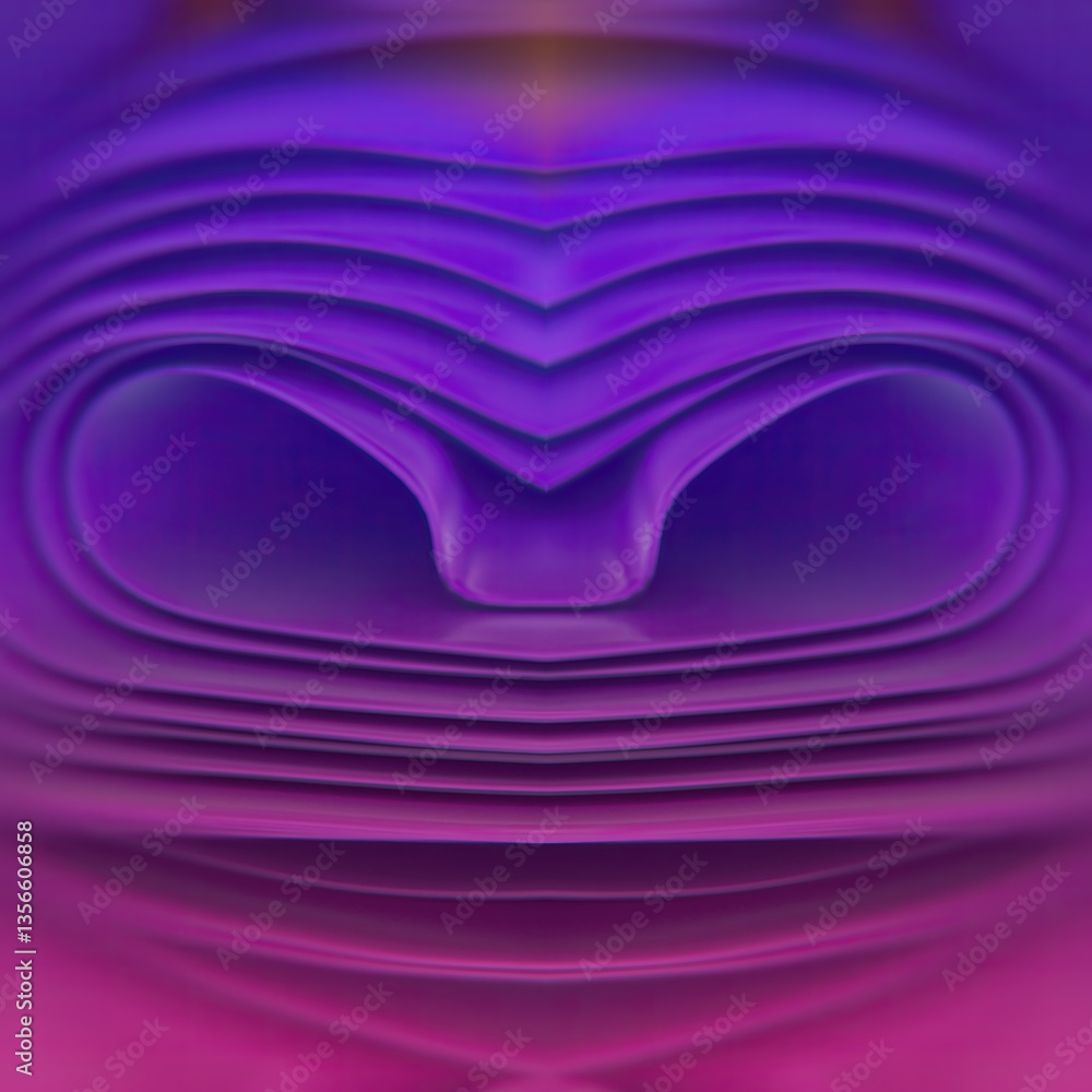 Aufkleber Elegant waves of shiny fabric with yellow-purple gradient. Abstract symmetrical pattern. 3d rendering digital illustration