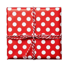 Obraz premium Polka Dot Gift Package isolated on white or transparent background, png clipart, design element. Easy to place object on any other background.