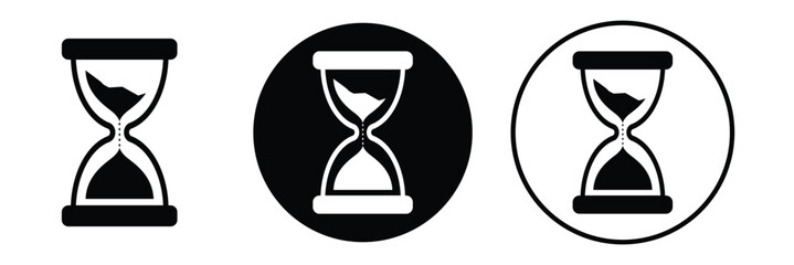 Sand watch i adobe stockon set. Hourglass symbol. Flat vector illustration. Sandglass logo.