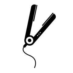 Open hair straightener silhouette icon. Vector.