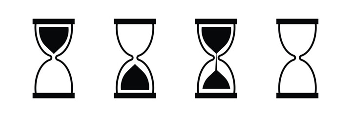 Sand watch i adobe stockon set. Hourglass symbol. Flat vector illustration. Sandglass logo.