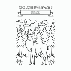 antler and elk outlines coloring pages for kids' vector art illustrations. International Children's Book Day.