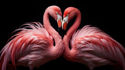 Naklejka premium A pair of romantic flamingos in a graceful pose
