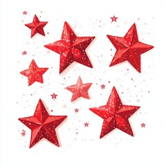 Obraz premium Gliter red stars stocker diferent sizes on white background