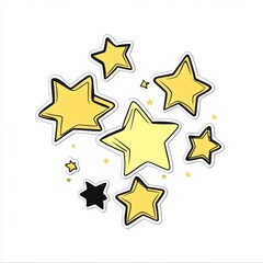 Obraz premium Gliter yellow stars stocker diferent sizes on white background