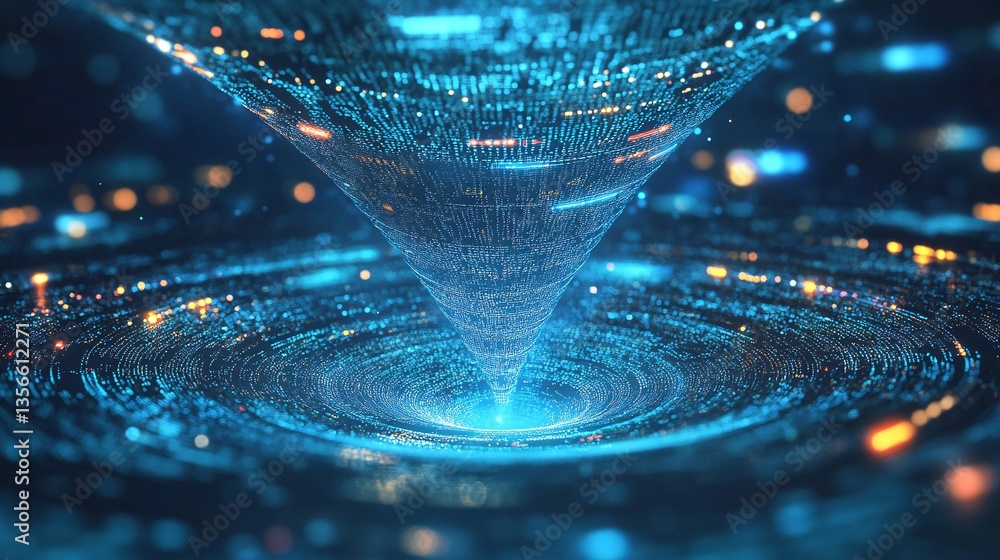 Aufkleber comprehensive funnel illustration of ai-driven information processing dynamics